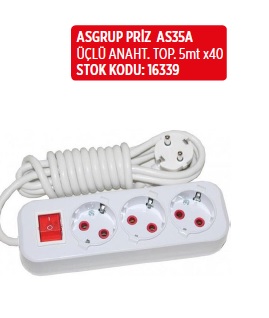 ASGRUP PRİZ ANAHTARLI TOPRAKLI 5 METRE