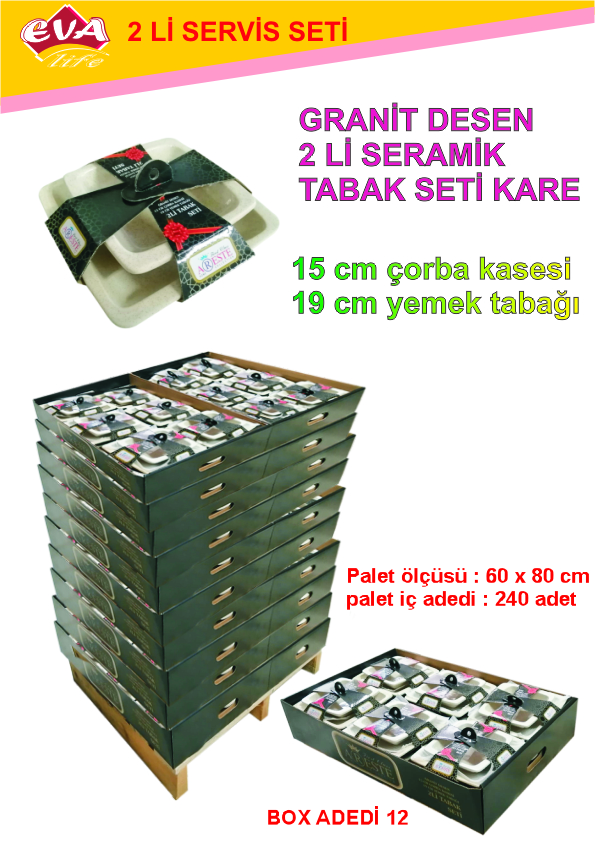GRANİT DESEN 2 Lİ SERVİS STANT SET